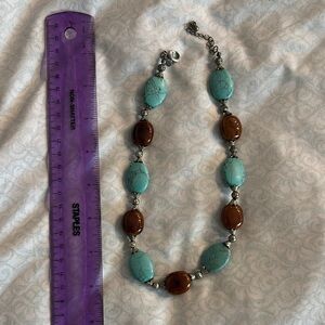 Turquoise and Brown Beaded Necklace